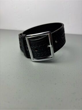 Boston Leather Black Belt USA Men's Mechanic Belt Basketweave 28